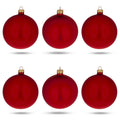 Set of 6 Matte Red Glass Ball Christmas Ornaments 3.25 Inches in Red color Round
