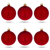 Set of 6 Matte Red Glass Ball Christmas Ornaments 3.25 Inches in Red color Round
