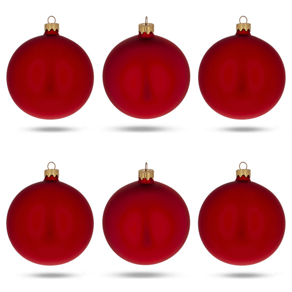 Set of 6 Matte Red Glass Ball Christmas Ornaments 3.25 Inches by BestPysanky