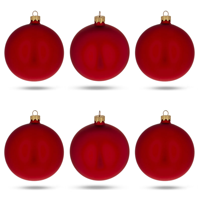 Set of 6 Matte Red Glass Ball Christmas Ornaments 3.25 Inches by BestPysanky