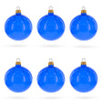 Set of 6 Translucent Glossy Blue Glass Ball Christmas Ornaments 3.25 Inches in Blue color Round