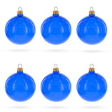 Set of 6 Translucent Glossy Blue Glass Ball Christmas Ornaments 3.25 Inches in Blue color Round