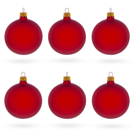 Set of 6 Translucent Red Glass Ball Christmas Ornaments 3.25 Inches in Red color Round