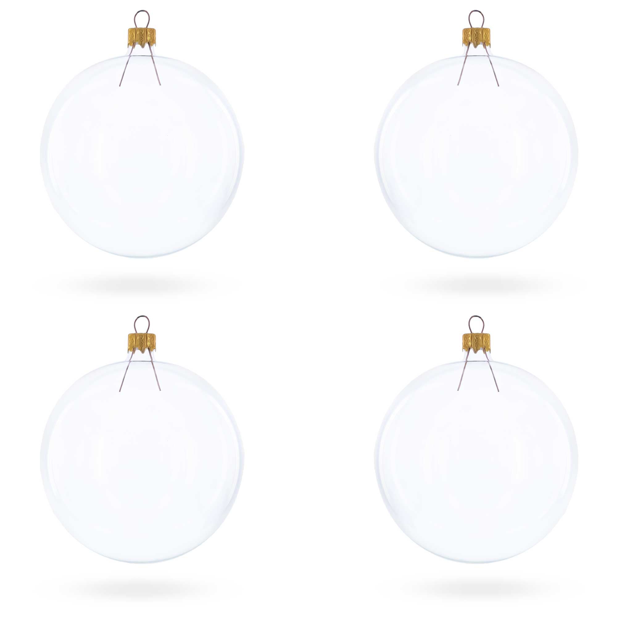 Set of 4 Clear Glass Ball Christmas Ornaments DIY Craft 4 Inches in Clear color Round