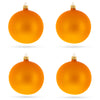 Glass Set of 4 Orange Matte Glass Ball Christmas Ornaments 4 Inches in Gold color Round