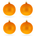 Set of 4 Matte Orange Glass Ball Christmas Ornaments 4 Inches in Gold color Round