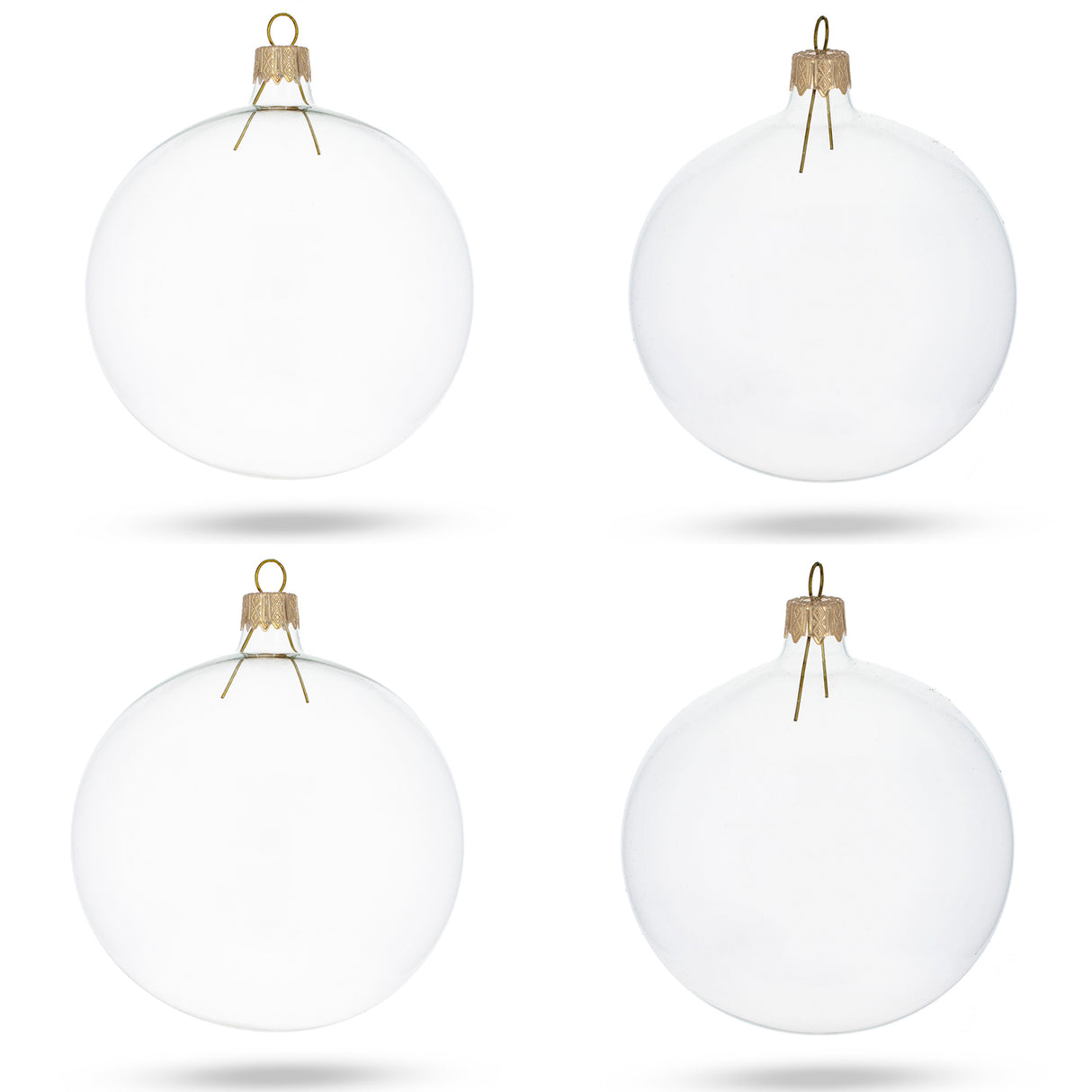Set of 4 Clear Glass Ball Christmas Ornaments DIY Craft 4 Inches in Clear color, Round shape