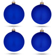 Set Of 4 Blue Matte Glass Ball Christmas Ornaments 4 Inches in Blue color, Round shape
