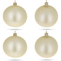 Set of 4 Beige Glass Ball Christmas Ornaments 4 Inches in Beige color Round