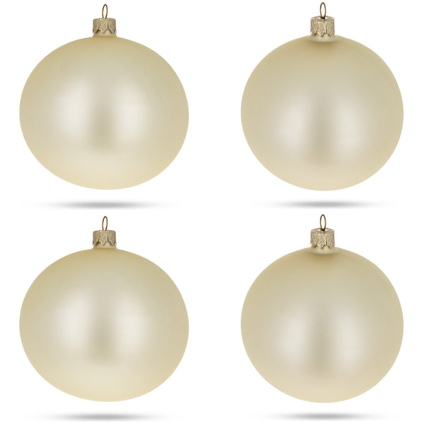 Set of 4 Champagne Solid Color Glass Ball Christmas Ornaments 4 Inches by BestPysanky