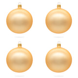 Set of 4 Rose Gold Glass Ball Ornaments 4 Inches in Beige color, Round shape