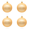 Glass Set of 4 Rose Gold Glass Ball Ornaments 4 Inches in Beige color Round