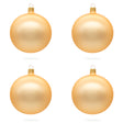 Set of 4 Rose Gold Glass Ball Ornaments 4 Inches in Beige color Round