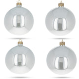 Set of 4 Glossy White Glass Ball Christmas Ornaments 4 Inches in White color, Round shape