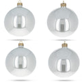 Set of 4 Glossy White Glass Ball Christmas Ornaments 4 Inches in White color Round