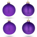 Set of 4 Matte Purple Glass Ball Christmas Ornaments 4 Inches in Purple color Round