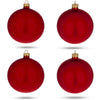 Glass Set of 4 Red Matte Glass Ball Christmas Ornaments 4 Inches in Red color Round