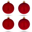 Set of 4 Red Matte Glass Ball Christmas Ornaments 4 Inches in Red color, Round shape