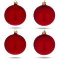 Set of 4 Red Matte Glass Ball Christmas Ornaments 4 Inches in Red color Round