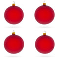 Set of 4 Translucent Red Glass Ball Christmas Ornaments 4 Inches in Red color Round