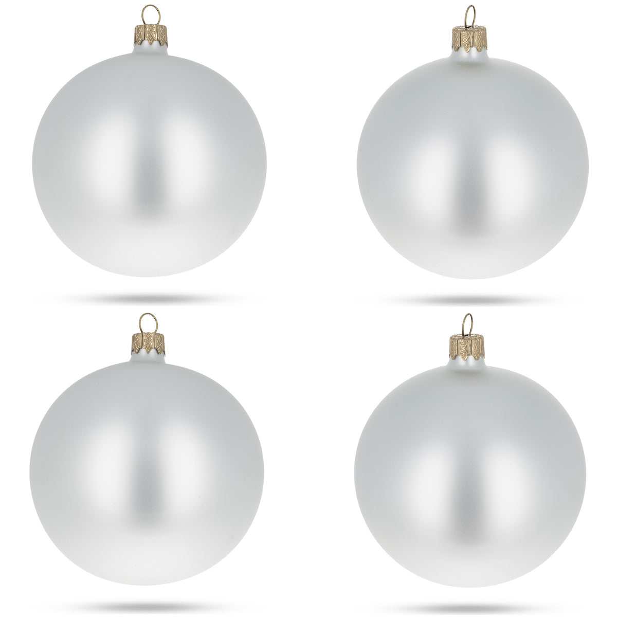Buy Set of 4 White Matte Glass Ball Christmas Ornaments 4 Inches ...