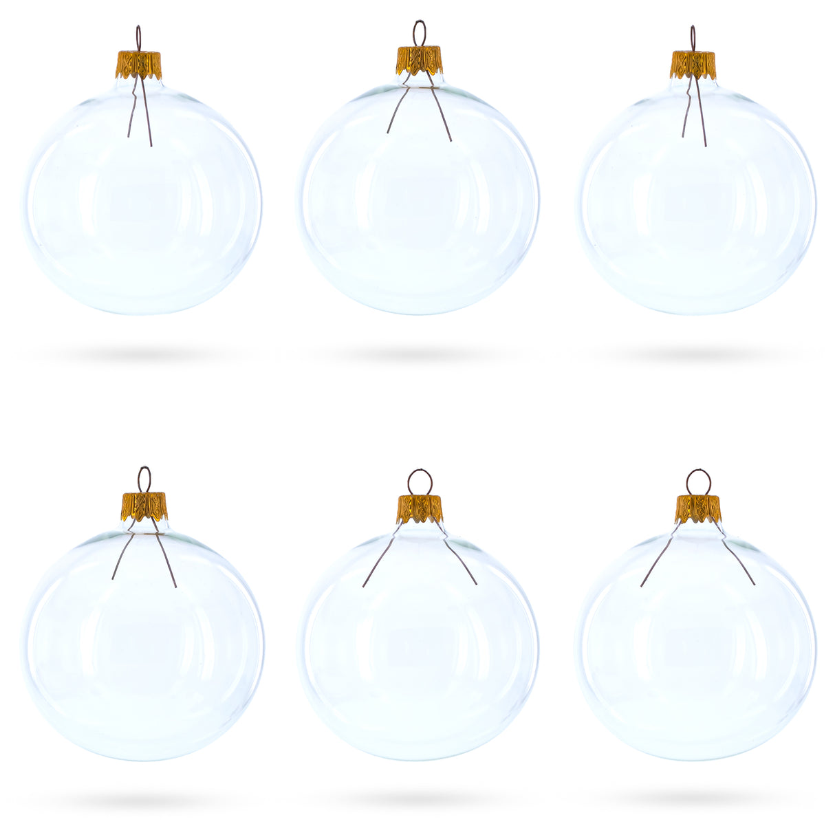 Glass Set of 6 Clear Glass Ball Christmas Ornaments DIY Craft 3.25 Inches in Clear color Round