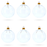 Glass Set of 6 Clear Glass Ball Christmas Ornaments DIY Craft 3.25 Inches in Clear color Round