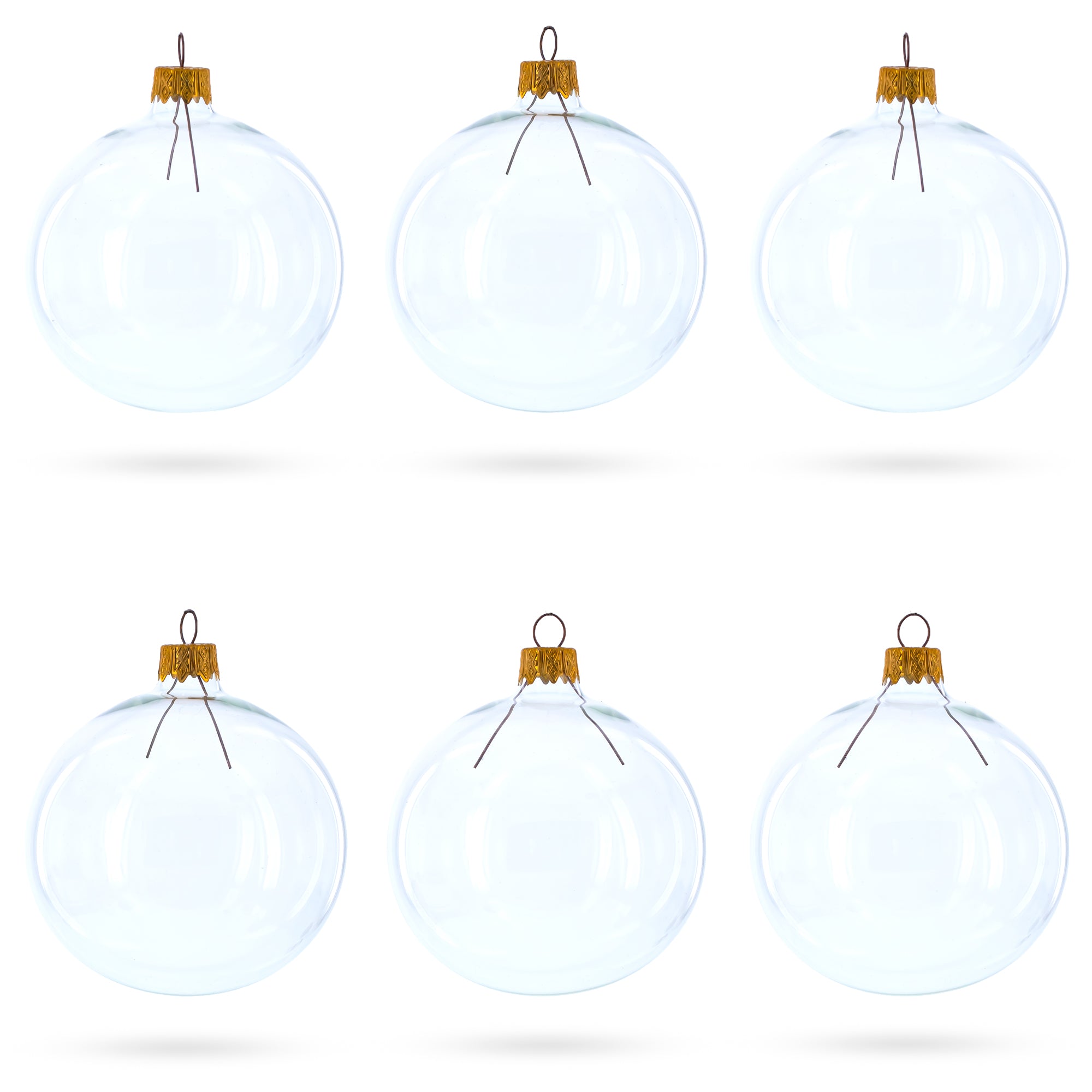Set of 6 Clear Glass Ball Christmas Ornaments DIY Craft 3.25 Inches in Clear color Round