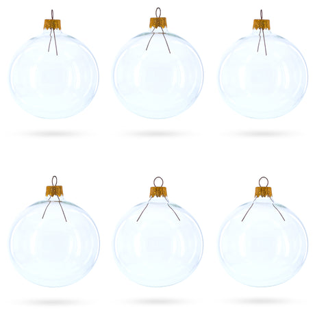 Set of 6 Clear Glass Ball Christmas Ornaments DIY Craft 3.25 Inches in Clear color Round