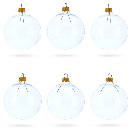 Glass Set of 6 Clear Glass Ball Christmas Ornaments DIY Craft 3.25 Inches in Clear color Round