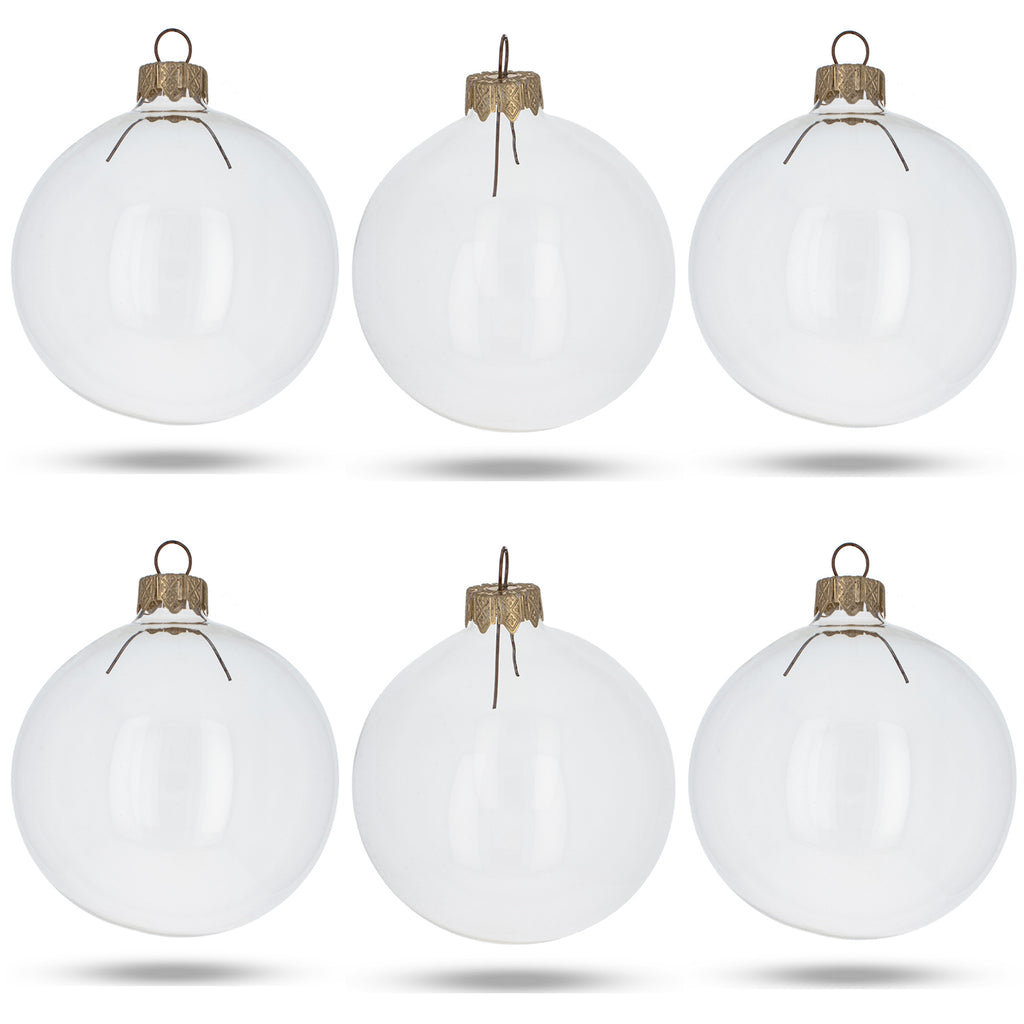Set of 6 Clear Glass Ball Christmas Ornaments DIY Craft 3.25 Inches in Clear color, Round shape