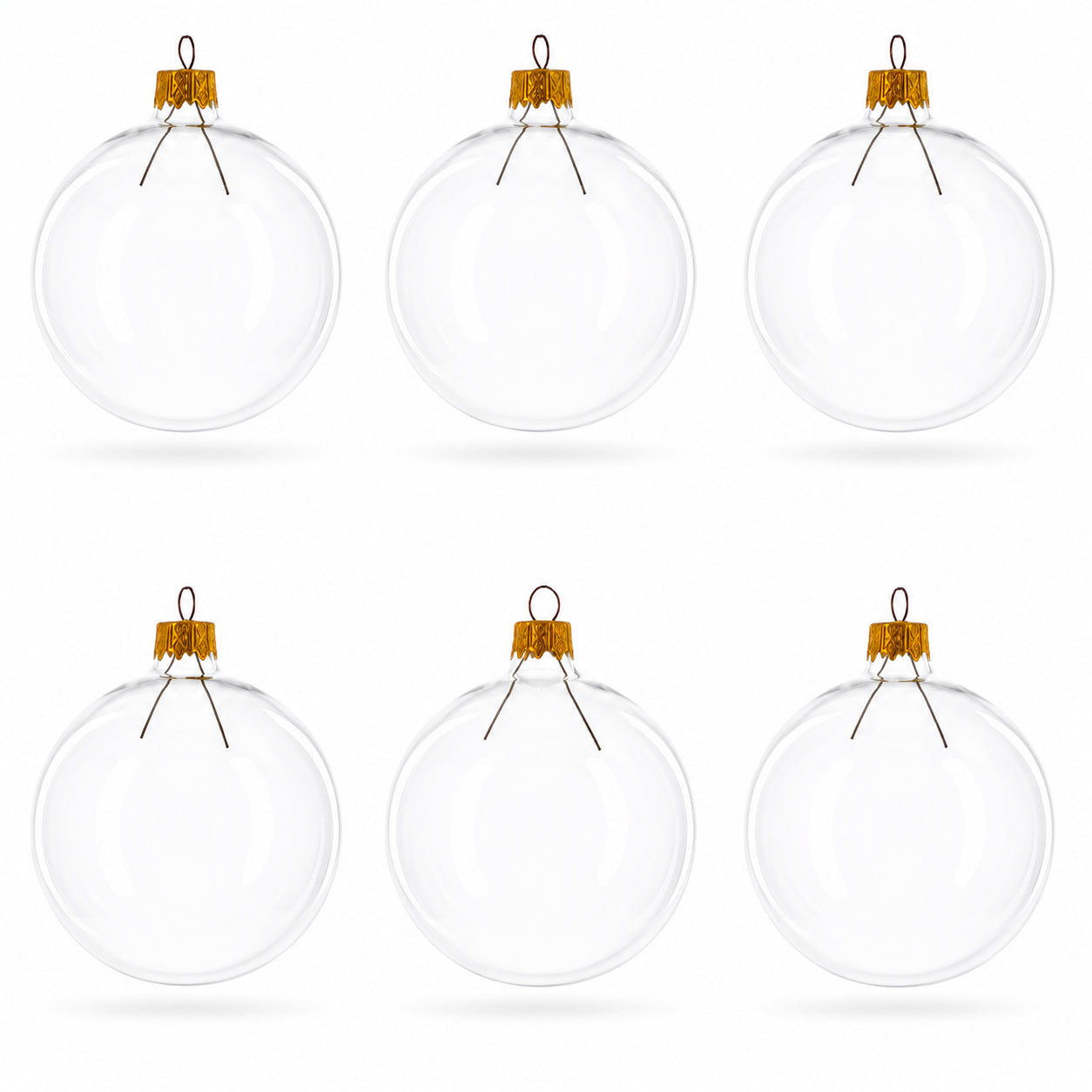 Set of 6 Clear Glass Ball Christmas Ornaments DIY Craft 3.25 Inches in Clear color Round