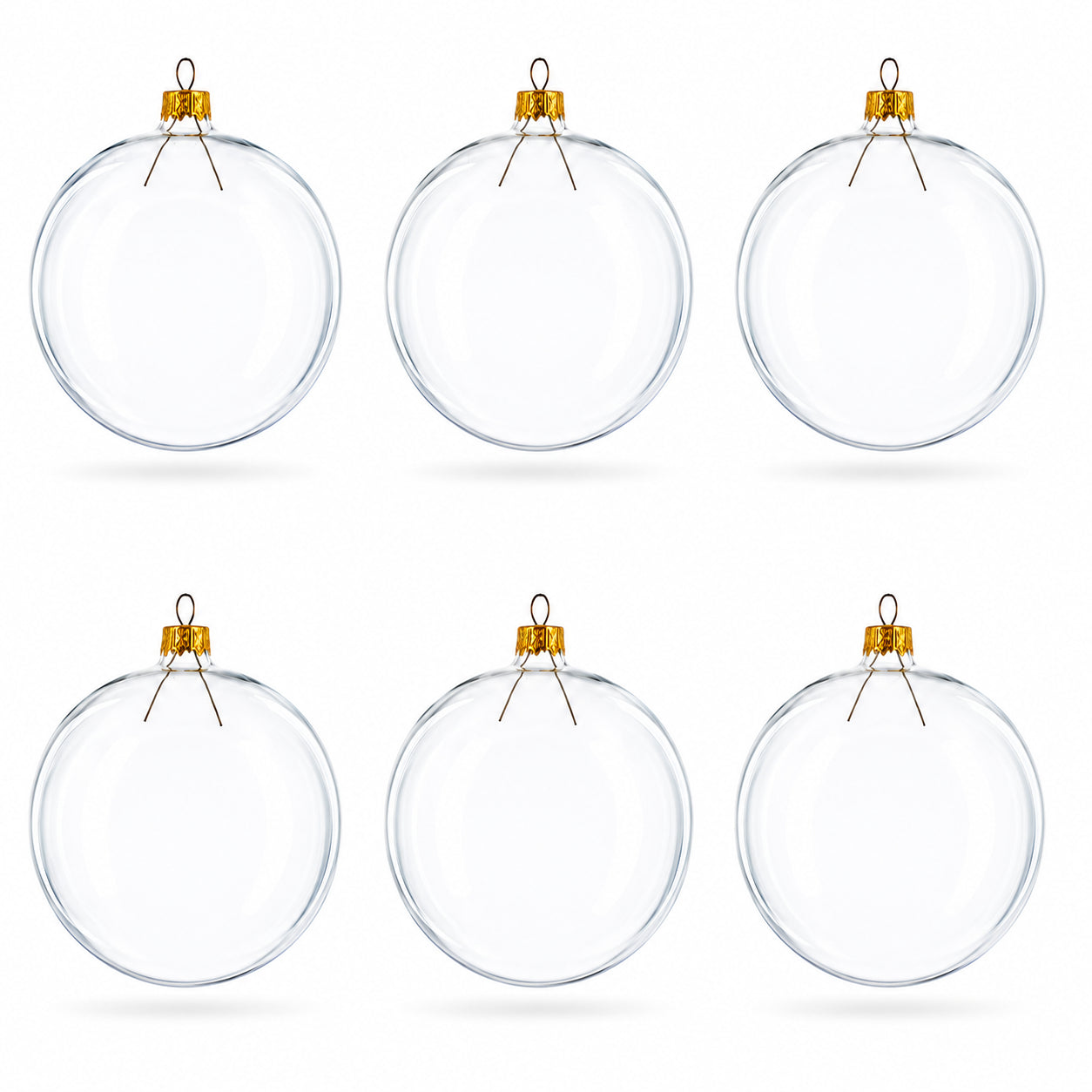 Set of 6 Clear Glass Ball Christmas Ornaments DIY Craft 3.25 Inches in Clear color Round