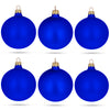 Glass Set of 6 Blue Matte Glass Ball Christmas Ornaments 3.25 Inches in Blue color Round