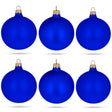 Set of 6 Blue Matte Glass Ball Christmas Ornaments 3.25 Inches in Blue color, Round shape
