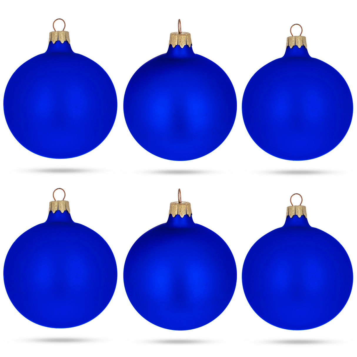 Set of 6 Blue Matte Glass Ball Christmas Ornaments 3.25 Inches in Blue color, Round shape