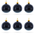 Black Glossy Glass Ball Christmas Ornament 3.25 Inches in Black color Round