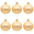 Set of 6 Rose Gold Glass Ball Ornaments 3.25 Inches in Beige color Round