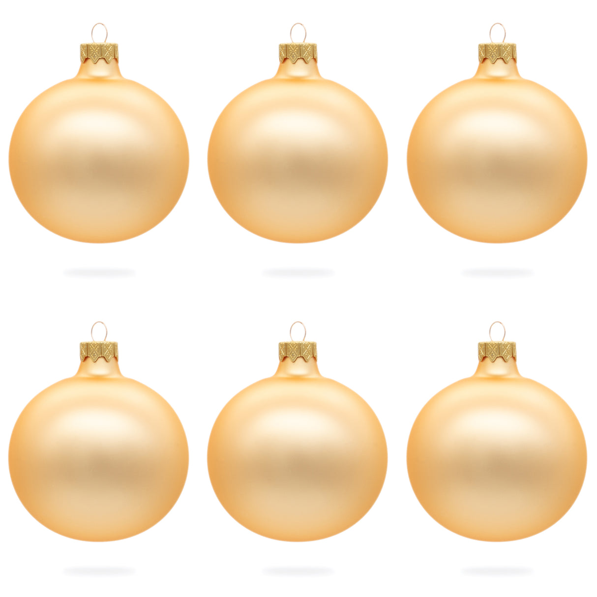 Set of 6 Rose Gold Glass Ball Ornaments 3.25 Inches in Beige color, Round shape