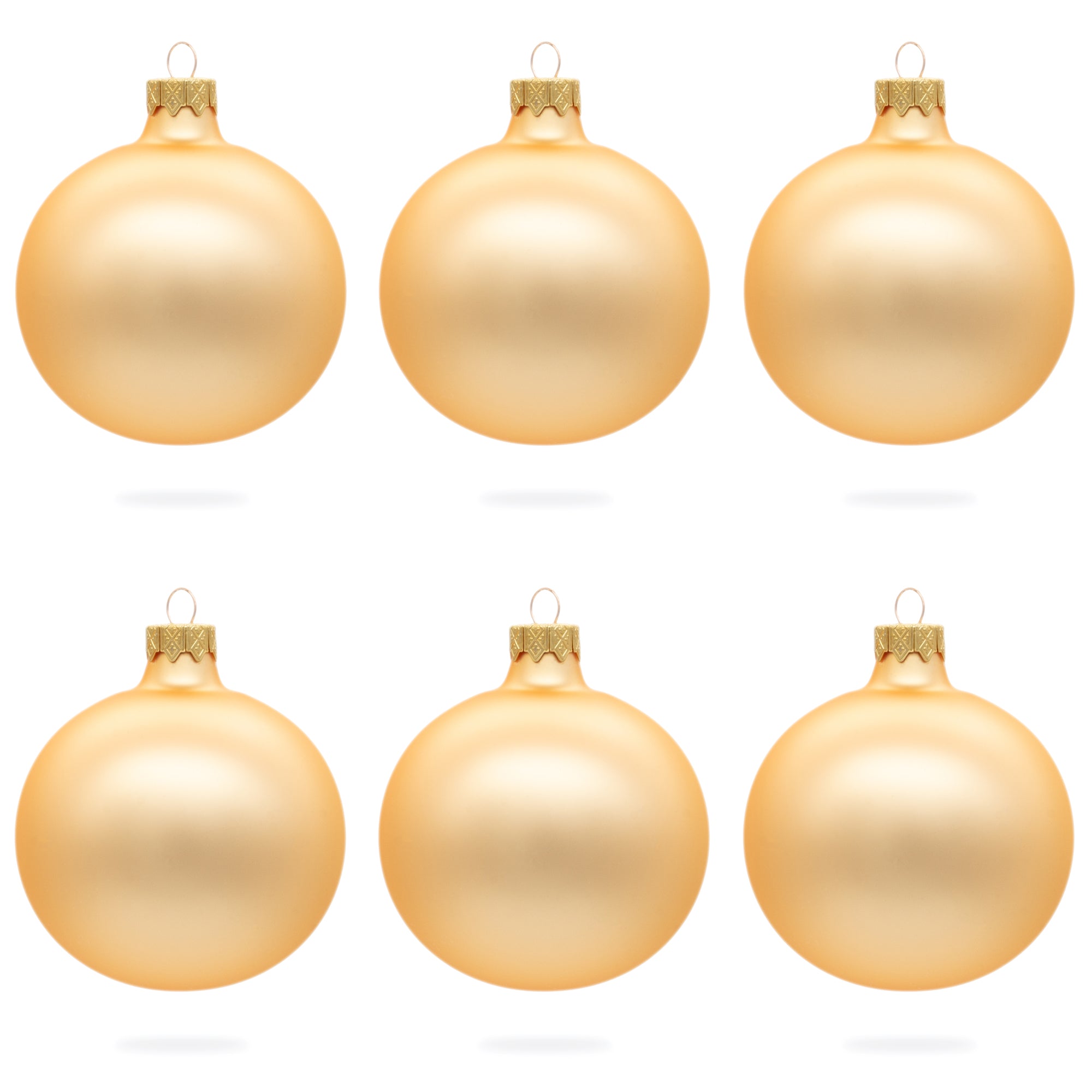 Set of 6 Rose Gold Glass Ball Ornaments 3.25 Inches in Beige color Round