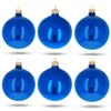 Glass Set of 6 Glossy Blue Glass Ball Christmas Ornaments 3.25 Inches in Blue color Round