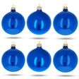 Set of 6 Glossy Blue Glass Ball Christmas Ornaments 3.25 Inches in Blue color Round