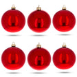 Set of 6 Red Glossy Glass Ball Christmas Ornaments 3.25 Inches in Red color, Round shape