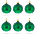 Set of 6 Matte Green Glass Ball Christmas Ornaments 3.25 Inches in Green color Round