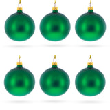 Set of 6 Matte Green Glass Ball Christmas Ornaments 3.25 Inches in Green color Round
