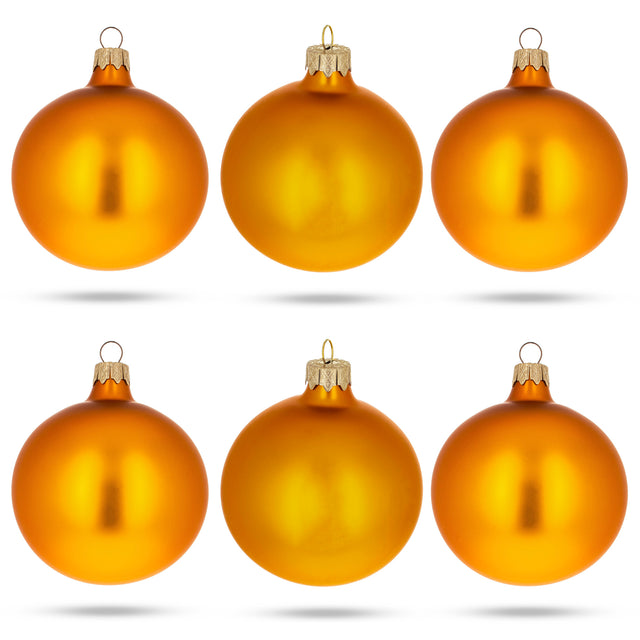 Set of 6 Matte Gold Glass Ball Christmas Ornaments 3.25 Inches in Gold color, Round shape
