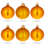 Set of 6 Matte Gold Glass Ball Christmas Ornaments 3.25 Inches in Gold color Round