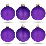 Glass Set of 6 Purple Matte Glass Ball Christmas Ornaments 3.25 Inches in Purple color Round