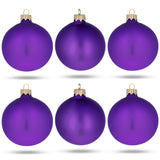 Set of 6 Purple Matte Glass Ball Christmas Ornaments 3.25 Inches in Purple color Round