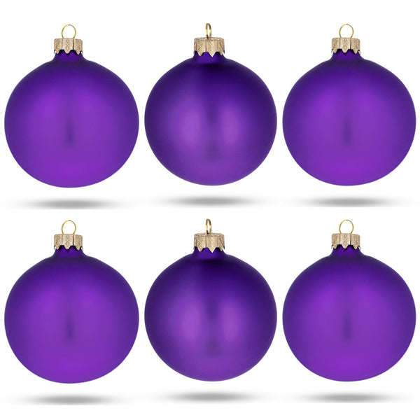 Set of 6 Purple Matte Glass Ball Christmas Ornaments 3.25 Inches by BestPysanky